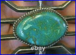 Native American Green Turquoise Sterling Silver Cast Kachina Belt Buckle