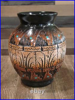 Native American Hand Etched Pottery Signed Dewayne Eskeets