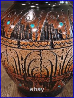 Native American Hand Etched Pottery Signed Dewayne Eskeets