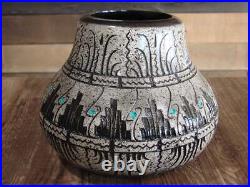 Native American Hand Etched Pottery Signed by Dewayne & Eskeets