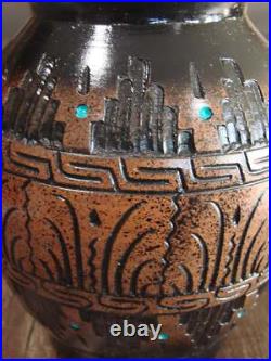 Native American Hand Etched Pottery Signed by Dewayne & Eskeets