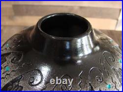 Native American Hand Etched Pottery Signed by Dewayne & Eskeets