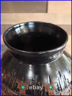 Native American Hand Etched Pottery Signed by Dewayne & Eskeets
