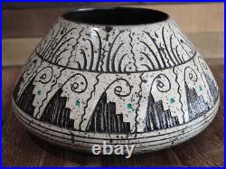 Native American Hand Etched Pottery Signed by Dewayne & Eskeets