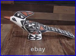 Native American Hand Painted Acoma Road Runner Pottery by Concho