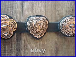 Native American Hand Stamped Copper Concho Belt Emerson