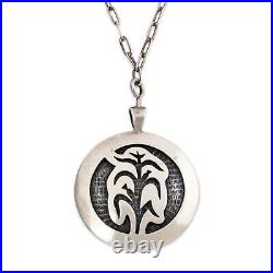 Native American Hopi Sterling Silver Inlay Necklace 18