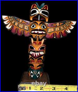 Native American INDIAN Northwest COAST TOTEM Hand CARVED Signed RAY WILLIAMS