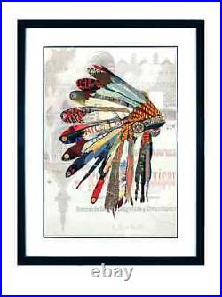 Native American Indian Art Indian Bonnet Headdress Art Framed Print 24 X 32