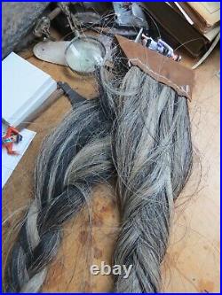 Native American Indian BRAIDED HORSEHAIR TAIL USED UNDER A HEADDRESS SINEW TIED