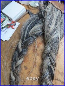 Native American Indian BRAIDED HORSEHAIR TAIL USED UNDER A HEADDRESS SINEW TIED