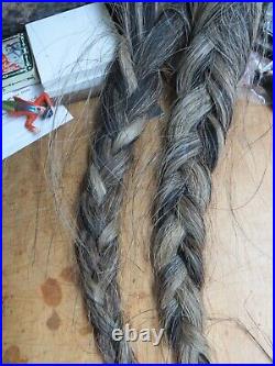 Native American Indian BRAIDED HORSEHAIR TAIL USED UNDER A HEADDRESS SINEW TIED