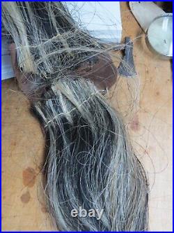 Native American Indian BRAIDED HORSEHAIR TAIL USED UNDER A HEADDRESS SINEW TIED