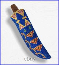 Native American Indian Beaded Knife Cover Sioux Suede Leather Hide Knife Sheath