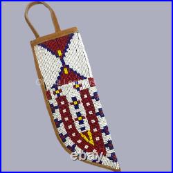 Native American Indian Beaded Knife Cover Sioux Suede Leather Knife Sheath