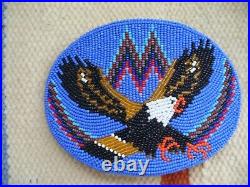 Native American Indian Beaded Leather Belt Buckle-eagle