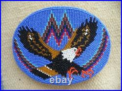 Native American Indian Beaded Leather Belt Buckle-eagle
