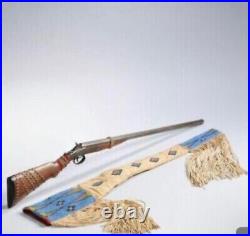 Native American Indian Beaded Rifle Scabbard Sioux Style Suede Leather Gun Cover