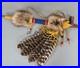 Native American Indian Beaded Smoking Catlinite T Pipe Fur Hide Hawk Feathers