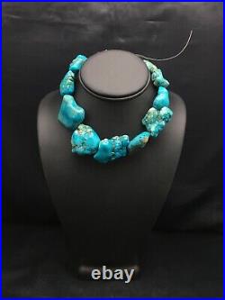 Native American Indian Blue Turquoise Nugget Free Form Bead Strand 03152