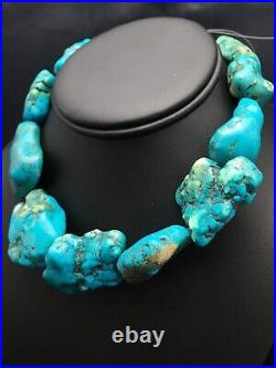 Native American Indian Blue Turquoise Nugget Free Form Bead Strand 03152