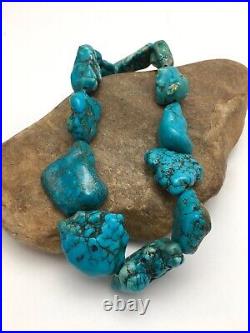 Native American Indian Blue Turquoise Nugget Free Form Bead Strand 03152