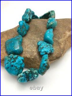 Native American Indian Blue Turquoise Nugget Free Form Bead Strand 03152