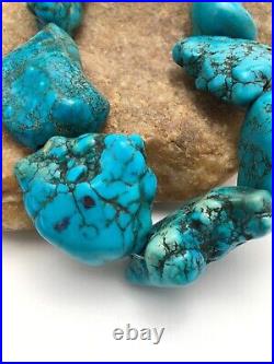 Native American Indian Blue Turquoise Nugget Free Form Bead Strand 03152