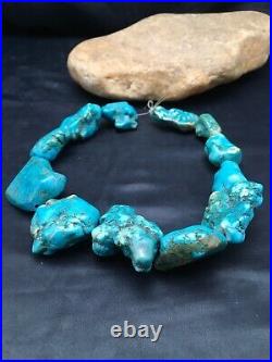 Native American Indian Blue Turquoise Nugget Free Form Bead Strand 03152