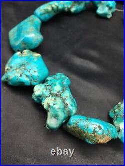 Native American Indian Blue Turquoise Nugget Free Form Bead Strand 03152