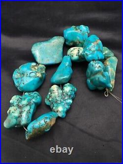 Native American Indian Blue Turquoise Nugget Free Form Bead Strand 03152