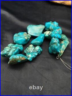 Native American Indian Blue Turquoise Nugget Free Form Bead Strand 03152