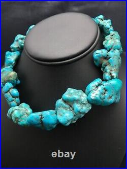 Native American Indian Blue Turquoise Nugget Free Form Bead Strand 03153