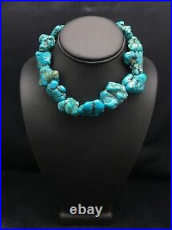 Native American Indian Blue Turquoise Nugget Free Form Bead Strand 03153