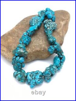 Native American Indian Blue Turquoise Nugget Free Form Bead Strand 03153