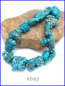 Native American Indian Blue Turquoise Nugget Free Form Bead Strand 03153