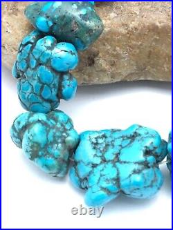 Native American Indian Blue Turquoise Nugget Free Form Bead Strand 03153