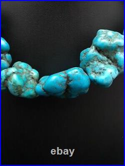 Native American Indian Blue Turquoise Nugget Free Form Bead Strand 03153