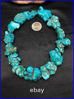 Native American Indian Blue Turquoise Nugget Free Form Bead Strand 03153