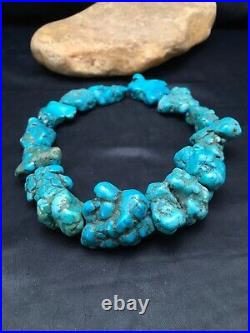 Native American Indian Blue Turquoise Nugget Free Form Bead Strand 03153