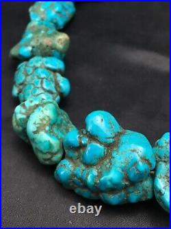 Native American Indian Blue Turquoise Nugget Free Form Bead Strand 03153