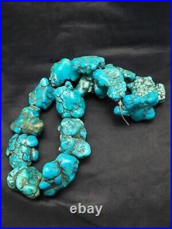 Native American Indian Blue Turquoise Nugget Free Form Bead Strand 03153