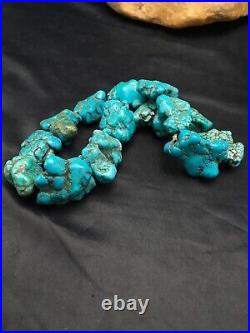 Native American Indian Blue Turquoise Nugget Free Form Bead Strand 03153