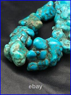 Native American Indian Blue Turquoise Nugget Free Form Bead Strand 03153