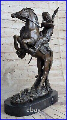 Native American Indian Brave On Horse Bronze Sculpture by European Finery Statue