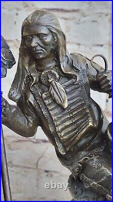 Native American Indian Brave On Horse Bronze Sculpture by European Finery Statue