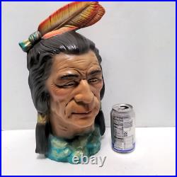 Native American Indian Ceramic Head Handpainted Yozie Mold 1976 15.5 Tall