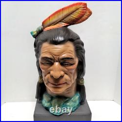 Native American Indian Ceramic Head Handpainted Yozie Mold 1976 15.5 Tall