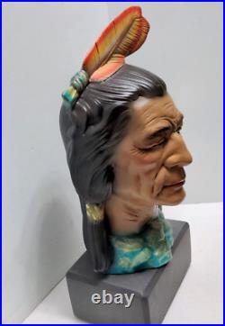 Native American Indian Ceramic Head Handpainted Yozie Mold 1976 15.5 Tall