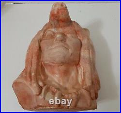 Native American Indian Chief Bear Head Bust Statue Swirl Layered Clay Resin 18lb